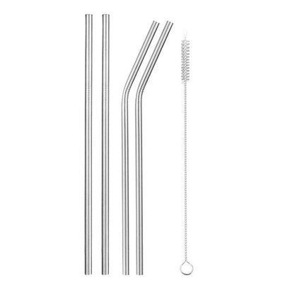 Reusable Metal Drinking Straws 4/8Pcs 304 Stainless Steel Sturdy Bent Straight Drinks Straw-nourish