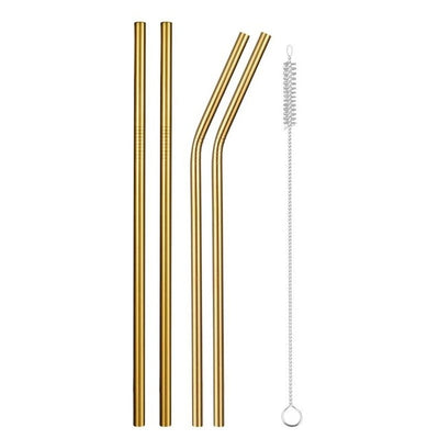 Reusable Metal Drinking Straws 4/8Pcs 304 Stainless Steel Sturdy Bent Straight Drinks Straw-nourish