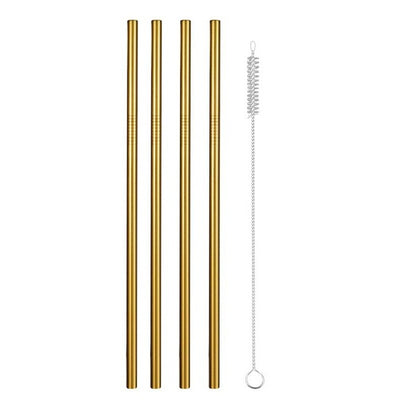 Reusable Metal Drinking Straws 4/8Pcs 304 Stainless Steel Sturdy Bent Straight Drinks Straw-nourish