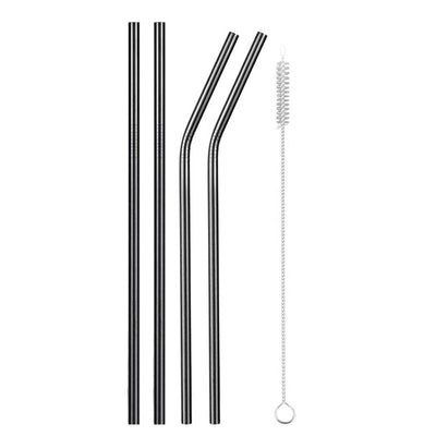 Reusable Metal Drinking Straws 4/8Pcs 304 Stainless Steel Sturdy Bent Straight Drinks Straw-nourish