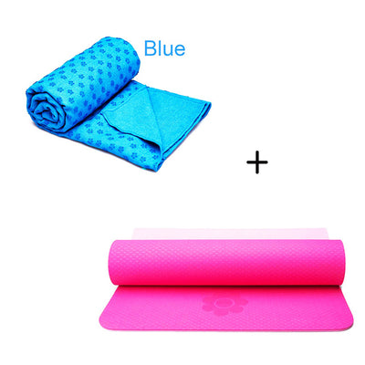 183*61cm 8mm Double Color No-slip TPE Yoga Mats Fitness Sports Exercise Yoga Mat Cover Towel-think