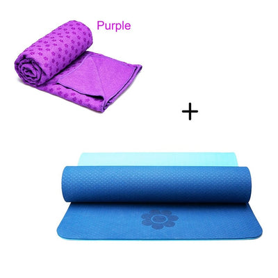 183*61cm 8mm Double Color No-slip TPE Yoga Mats Fitness Sports Exercise Yoga Mat Cover Towel-think