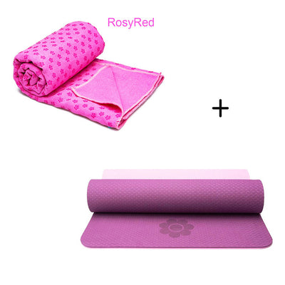 183*61cm 8mm Double Color No-slip TPE Yoga Mats Fitness Sports Exercise Yoga Mat Cover Towel-think