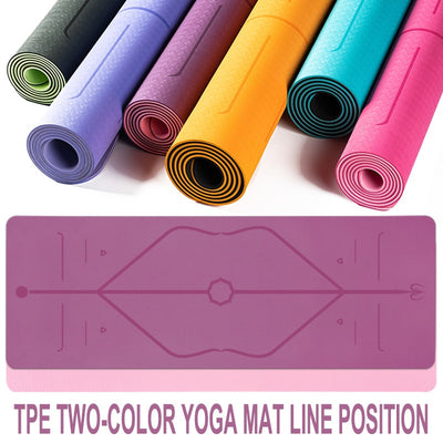 Tpe Yoga Mat With Position Line Fitness Gymnastics Mats Double Layer Non-slip Beginner Sport Carpet Pads 1830*610*6mm -practice