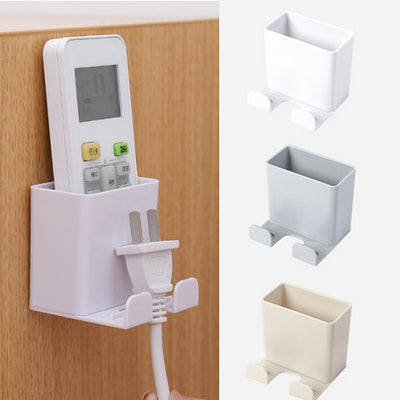 1pcs Wall Mounted Organizer Storage Box Remote Control Mounted Mobile Phone Plug Wall Holder Charging Multifunction-train