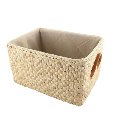 New Household Foldable Natural Japanese Garden Storage Basket Home Sundries Boxes Storage Corn Husk Woven -sanctuary