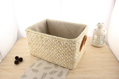 Simple corn husk storage basket finishing box desktop storage box snacks sundries cosmetics woven basket WF9021105-sanctuary