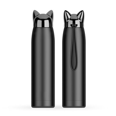 320ml/11oz Double Wall Thermos Water Bottle Stainless Steel Vacuum Flasks Cute Cat Fox Ear Thermal Coffee Tea Milk -hydrate