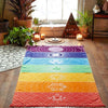 Fashion Rainbow Mandala Blanket Wall Hanging Tapestry Boho Strip Beach Travel Towel Summer Tassel Colorful Yoga Mat-practice